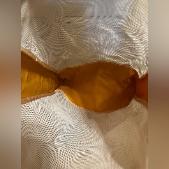 Estee Lauder Goldenrod Yellow Vintage Canvas Mesh Tote Bag - Picture 4 of 7